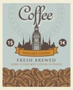 Banner with coffee beans and Big Ben in London