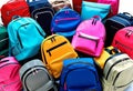 a banner with a collection of backpacks of different styles, sizes, colors, materials and shapes Royalty Free Stock Photo