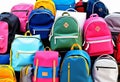 a banner with a collection of backpacks of different styles, sizes, colors, materials and shapes Royalty Free Stock Photo