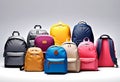 a banner with a collection of backpacks of different styles, sizes, colors, materials and shapes Royalty Free Stock Photo