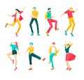 Banner Collection Dancing People Cartoon Flat.