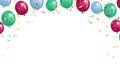 Banner colorful with balloon and confetti for Christmas, birthday, party, celebration, event Royalty Free Stock Photo