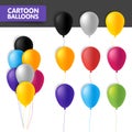 Banner colorful cartoon balloons isolated on white background. Vector flat illustration Royalty Free Stock Photo