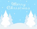 Banner of colorful stylized Christmas trees New year on a blue background with snowflakes vector illustration Royalty Free Stock Photo