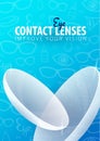 Banner with Contact Lenses for Glasses Clinic or Optical Store. Hand draw doodle background.