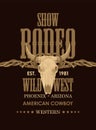 Banner for a Cowboy Rodeo show with a skull of bull Royalty Free Stock Photo