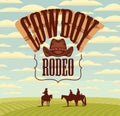 Banner for Cowboy Rodeo with Western landscape Royalty Free Stock Photo