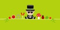 Banner Sitting Chimney Sweeper With Sunglasses And Icons Light Green Royalty Free Stock Photo