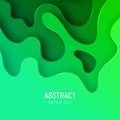 Banner with 3D abstract paper cut waves and background with the most popular color UFO Green. Vector design layout for