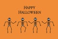 Banner of 4 dancing and jumping skeletons.Happy Halloween. Vector illustration Royalty Free Stock Photo