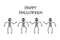 Banner of 4 dancing and jumping skeletons on a white isolated background.Happy Halloween. Vector illustration Royalty Free Stock Photo