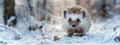 The banner depicts a simple but charming hedgehog in a minimalist winter forest