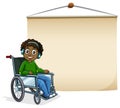 Banner design with boy on wheelchair illustration