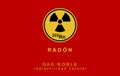 Banner design, danger. Text in Spanish. Radon, is a contaminant that affects indoor air quality worldwide.