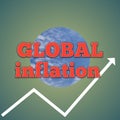 Banner design for global inflation with arrow line to show increase