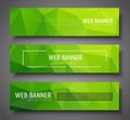 Banner design with green abstract polygonal background, Royalty Free Stock Photo