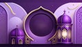 Banner design for Ramadan. Islamic theme wallpaper, no text. Lilac color