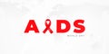 Banner design with red awareness ribbon for worldwide information campaign about AIDS