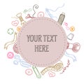 Banner design template for your text. The color patch with the decor of the sewing attributes. Frame of buttons Royalty Free Stock Photo