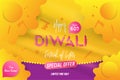 Banner Diwali Festival of lights with special offer Sale 60 off. Creative template with decoration elements and shadow on the yell