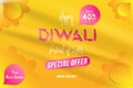 Banner Diwali Festival of lights with special offer Sale 40 off. Creative template with decoration elements and shadow on the yell