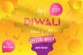 Banner Diwali Festival of lights with special offer Sale 25 off. Creative template with decoration elements and shadow on the yell