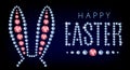 Banner ears silhouette diamonds vector easter bunny