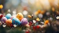 Banner Easter blurred background. Generative AI