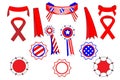Banner and emblem set for national USA holidays such as Independence, Memorial, Labor, Veterans day and other traditional