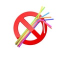 Banner for environmental day. Stop use plastic straws. Say No pollution of nature. Vector illustration