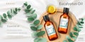 Advertising with 3d bottle of eucalyptus oil