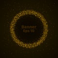 Banner of fine gold particles. Beautiful, glowing background for the holiday. Small stars on a dark background. Bright particles i Royalty Free Stock Photo