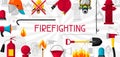 Banner with firefighting items. Fire protection equipment