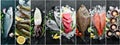 Banner. fish and seafood arrangement Royalty Free Stock Photo