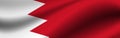 Banner with the flag of Bahrain. Fabric texture of the flag of Bahrain