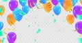 Banner with flags balloons and Happy Birthday card party place for text. Can be used for cards, gifts, invitations sales, web Royalty Free Stock Photo