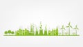 Banner flat design elements for sustainable energy development, Environmental and Ecology concept Royalty Free Stock Photo