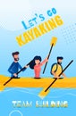 Banner Flat Lets Go Kayaking Team Building Cartoon