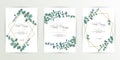 Banner on flower background. Wedding Invitation, modern card Design. Save the Date Card Templates Set with Greenery, Decorative