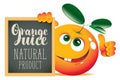 Banner for fresh juice with funny orange