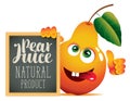 Banner for fresh juice with funny pear