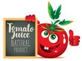 Banner for fresh juice with funny tomato