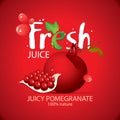 Banner for fresh pomegranate juice with fruit