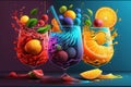 banner fruit ornament fruit juice cocktail modern generative AI