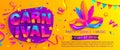 Banner for fun carnival party,mask with feathers. Royalty Free Stock Photo