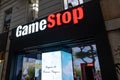 Banner of GameStop retailer which is often stock for short squeeze Royalty Free Stock Photo