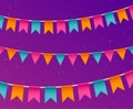 Banner with garland. Festive background with flags. Vector Royalty Free Stock Photo