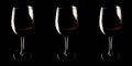 Banner glasses with red wine on black background vinotheque, copy space Royalty Free Stock Photo