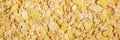 Banner, golden corn flakes background, cornflakes breakfast