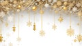 Banner with golden garland and 3D balloons. Christmas and New Year Royalty Free Stock Photo